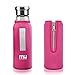 MIU COLOR 18 oz Glass Water Bottle - Portable BPA and PVC Free Tea Bottle, with Tea Infuser, Colorful Nylon Sleeve, Bottle Brush, Solid Water Bottle for Bike, Outdoor, Running
