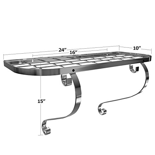 Vdomus Hanging Pot Rack Organizer, Wall Mounted Kitchen Pan Organizer