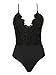 PERSUN Women's Lace Up Back Velvet Bodysuit Sleeveless Deep V Neck Bodysuit Leotards