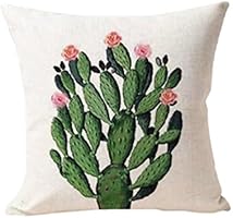 Polytree Linen Succulent Cactus Pattern Pillowcase Cushion Cover Home Sofa Decor,45cm x 45cm