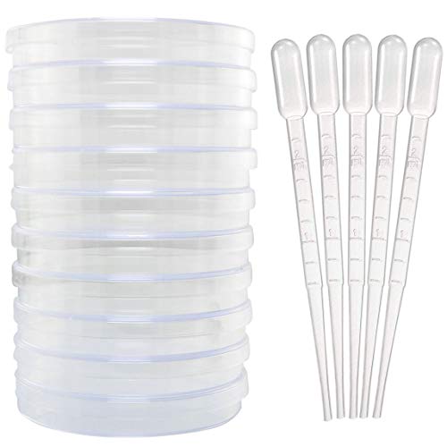 ToToT 10pcs Disposable Plastic Petri Dish 90x15mm with 5 2ml Thickened Plastic Transfer Pipettes for School Science Fair Project and Party - Thumbnail 7