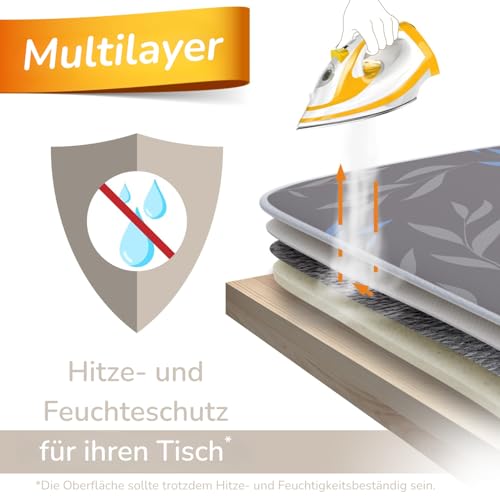 Super Soft Ironing Blanket for Table Heat-Resistant – 100 x 65 cm – Non-Slip Ironing Mat with Moisture Protection for Steam Irons, Ironing Mat Made in Germany