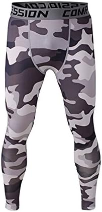 1Bests Men's Running Fitness Camo Compression Pants Gym Workout Quick Dry Thermal Baselayer Tights Leggings