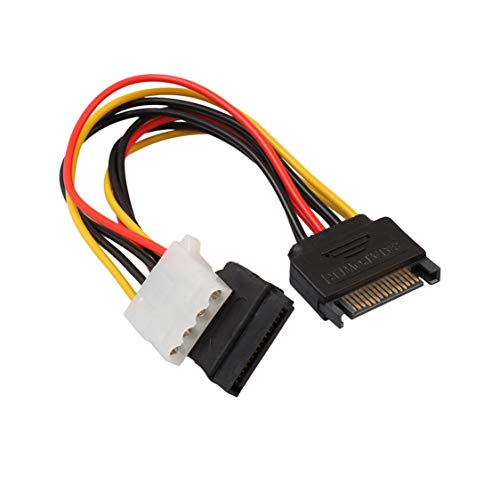 15 Pin SATA Male to 4Pin IDE Molex Female + SATA Female Power Cable Cord 18AWG 1 to 2 Power Line for Motherboard & Hard Disk - Thumbnail 5