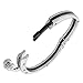 Fashion Alloy Black Simulated Carbon Fiber Silver-Tone White CZ Handcuff Mens Bracelet