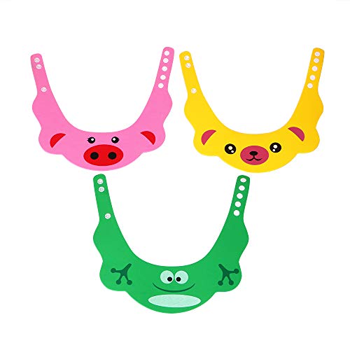 SUNTRADE Adjustable Visor Cartoon Shampoo Shower Bathing Protection Cap for Toddler, Baby, Kids, Children, Set of 3 - Thumbnail 2