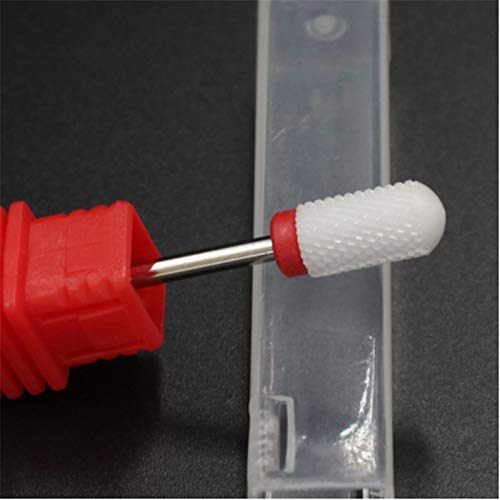 1Pcs Professional Nail Ceramic Polishingdouble-Step Cylindrical Porcelain Head Nail Art Drill Bit Electric Manicure Cutter Nail Red