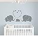 LUCKKYY Cute Three Family Elephant Wall Decals for Kid Room Room Decor Baby Nursery (Gray)