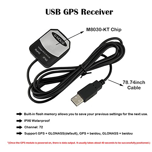 Geekstory VK-162 G-Mouse USB GPS Dongle M8030 Chip 72 Channel Navigation Module External GPS Antenna Remote Mount USB GPS Receiver with Flash for Raspberry Pi Support Google Earth Window Linux