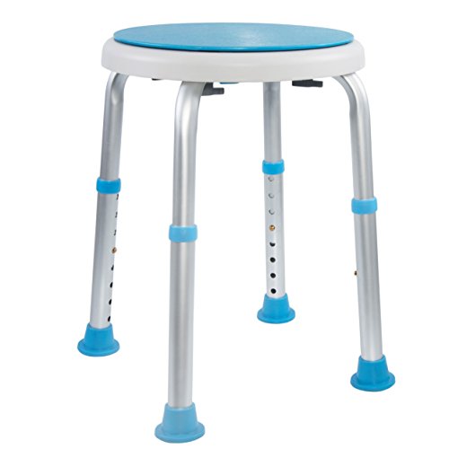 Medical Tool-Free Assembly Adjustable Swivel Shower Stool Seat Bench with Anti-Slip Rubber Tips for Safety and Stability