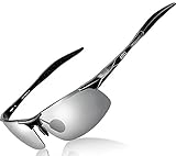 ATTCL HOT Fashion Driving Polarized Sunglasses for Men Al-Mg metal Frame (Black-Silver, 8177)