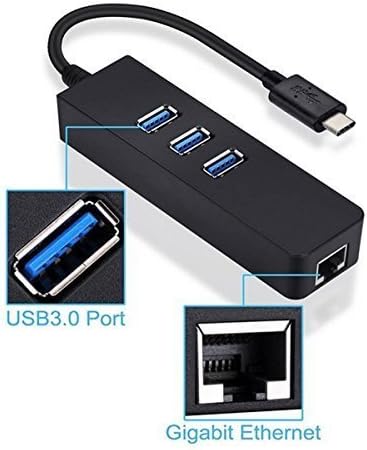 WAYMAY USB 3.1 Type-C USB-C 3 Port Compact HUB Adapter with RJ45 Ethernet Adapter For Apple 12-Inch Retina MacBook and Chromebook Pixel 2015 Edition laptop