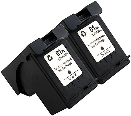 Color4work Remanufactured Ink Cartridge Replacement with Ink Level For HP 61XL High Yield (2 Black) 2Pack