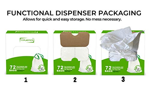 TYPLASTICS 30 Gallon Large White Drawstring Trash Bags - Industrial Garbage Bag - 72 Count - Thumbnail 2