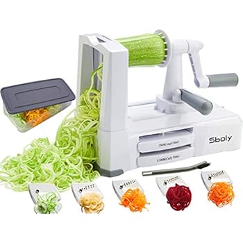 Vegetable Spiralizer Vegetable Slicer With 5 Blades Zucchini Spaghetti Maker Zoodle Maker Veggie Pasta Maker Strongest And Heaviest Duty Mandoline