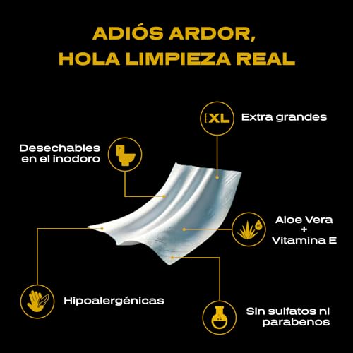 Alfa Wipes Toallitas Humedas para Adulto Extra Grandes y Gruesas, Desechables en Inodoro, Libres de Fragancias, Hipoalergénicas, con Aloe, Vitamina E, Manzanilla | 6 paquetes con 300 toallitas
