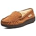 alpine swiss Yukon Mens Suede Shearling Slip On Moccasin Slippers Chestnut 10 M US