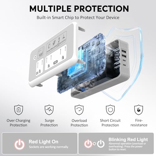 Mapambo 2000W 220V to 110V Converter for Hair Dryer, Voltage Converter US to Europe, Converter for European Travel with 2 USB-C 2 USB-A, Universal Travel Adapter with Type C/G/I/L (Gray)
