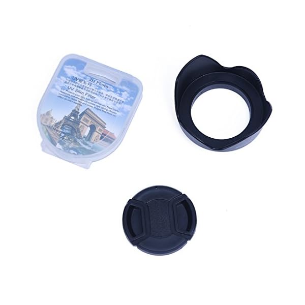 Jaimenalin Objektiv Deckel + Haube + UV-Filter Kompatibel mit 52mm D3100 18-55mm