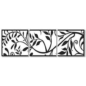 Canvas Wall Art Black and White Simple Pattern Painting Artwork for Home Prints Framed - 12"x12"x3 Panels
