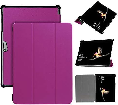 Liqiqi For Microsoft Surface GO Case 10-Inch, Smart Tri-Fold PU Leather Case Slip in Screen Protector for Microsoft Surface GO 10 inch Tablet(Case Only, Tablet, Pen&Keyboard not include) (Purple)