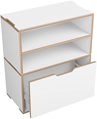 Small Benji Bookcase unit with Shelf and White Soft Close Single Drawer