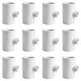 Cruzadel 12 Pack - PVC Tee Fittings for Threaded Poultry Nipples Chicken Waterer - Schedule 40 PVC 1/2 inch Slip X 1/2 inch Slip X 1/8 inch FPT