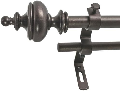 Decopolitan Urn 5/8" Double Curtain Rod Set, 86 to 128 Inches, Toasted Copper