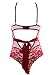 Garmol Women Lingerie One Piece Teddy Fishnet Lace Bodysuit Corset Plus Size Vintage Lingerie Set Classy Romper, (Red, Large)