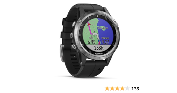Garmin Fenix 5 Plus - Reloj GPS Multideporte, Plata con Correa Negra (Reacondicionado)