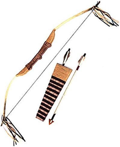 Confettery - Toy Bow and Arrows Native American Costume Indian Costume Weapon with Beaded Feathers, Brown
