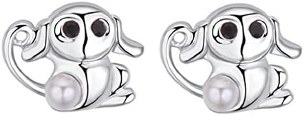Animal Monkey D Earrings with Pearl and Crystal Silver Plated