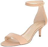 Nine West Women's Leisa Leather Heeled Dress Sandal, Natural Leather, 7.5 M US