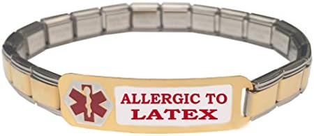 Allergic To Latex Medical Alert Stainless Steel 9mm Italian Charm Starter Bracelet