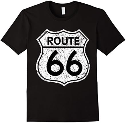 Men's Historical Route 66 Distressed Vintage Look T Shirt Large Black
