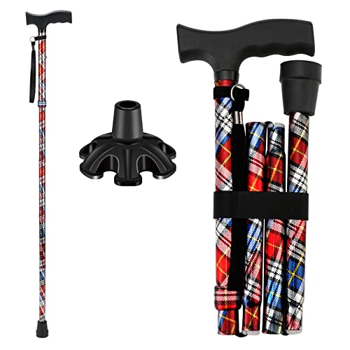 Walking Cane LIXIANG Cane for Man/Woman | Mobility & Daily Living Aids | 5-Level Height Adjustable Walking Stick | Comfortable Plastic T-Handle Portable Walking Stick Folding Cane