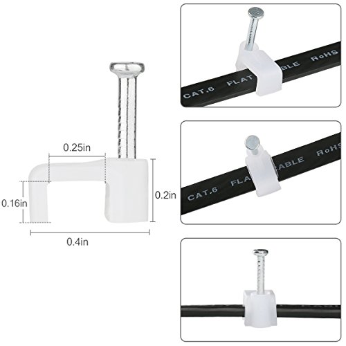 Cable Clips Jadaol 200 Pieces for Cat 6 Flat Cables White 7