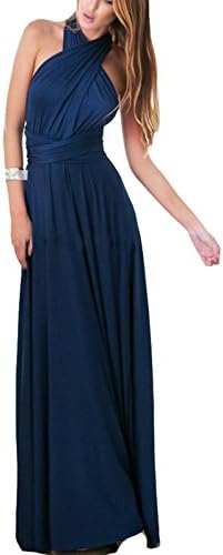 Seventhprincess Wemon's Long Maxi Convertible Infinity Wrap Dresses for Bridesmaid Wedding Dress (Plus Size, Navy)