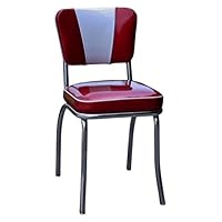 Richardson Seating Retro V-Back Diner Chair with 2" Box Seat, Glitter Sparkle Red/Glitter Silver