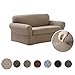 Zenna Home MAYTEX Pixel Ultra Soft Stretch 2 Piece Furniture Cover Loveseat Slipcover, Sand