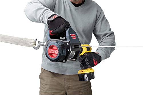 WARN 101575 Handheld Portable Drill Winch with 40 Foot Synthetic Rope: 750 lb Pulling Capacity , Gray - Image 3