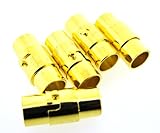 Kumihimo End Cap/ Magnetic Clasp (Package of 5 Sets) Gold Color - Hole Size 6mm