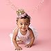 June Bloomy Baby Golden Lace Rose Flower Crown 1st Birthday Headband Princess Tiara (Pink)