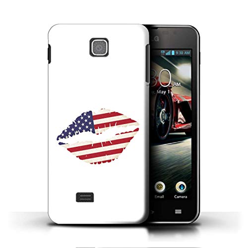 eSwish Phone Case/Cover for LG Optimus F5/P875 / I Love America Lipstick Kiss Design/USA America Pride Collection