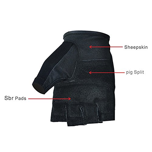 Men's WeightLifting Gloves Half Finger Workout Fitness Exercise Gym Tactical Gloves with with Mesh Back and Leather Palm