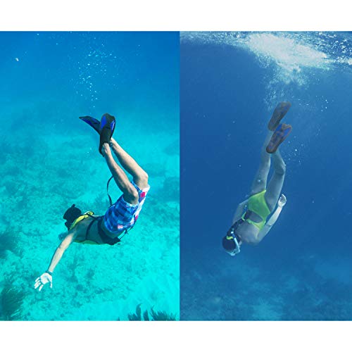 ANGGO Short Dive Fins for Swimming Snorkeling and Diving (Blue, X-Large)
