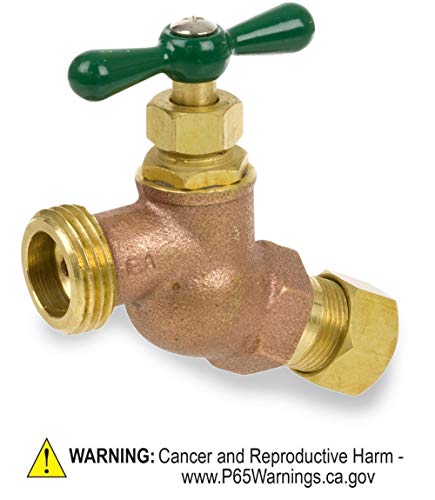 Smith-Cooper International 167 Series Brass No Kink Hose Bibb, T-Handle, 1/2" Compression, Non-Potable Water Use Only