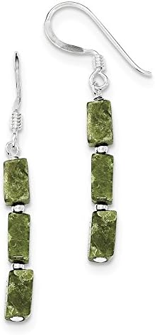 Sterling Silver Green Russian Serpentine Stone Earrings,