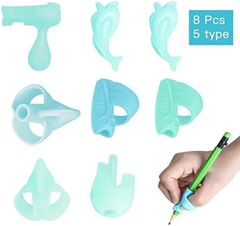 Pencil Grip Writing Claw for Kids Handwriting,Stylus Silicon Grips for Better Comfort and Ergonomic Grip Posture Correction Tool for Pencils (8PCS) (Light blue)