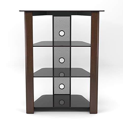 Ryan Rove Ashton Multi-Level Media Component Stand - Living Room Furniture, Home Theater System, Entertainment Center, Console Shelf and Storage Rack - Cable Management, Glass Shelves - Wood Espresso - Thumbnail 2